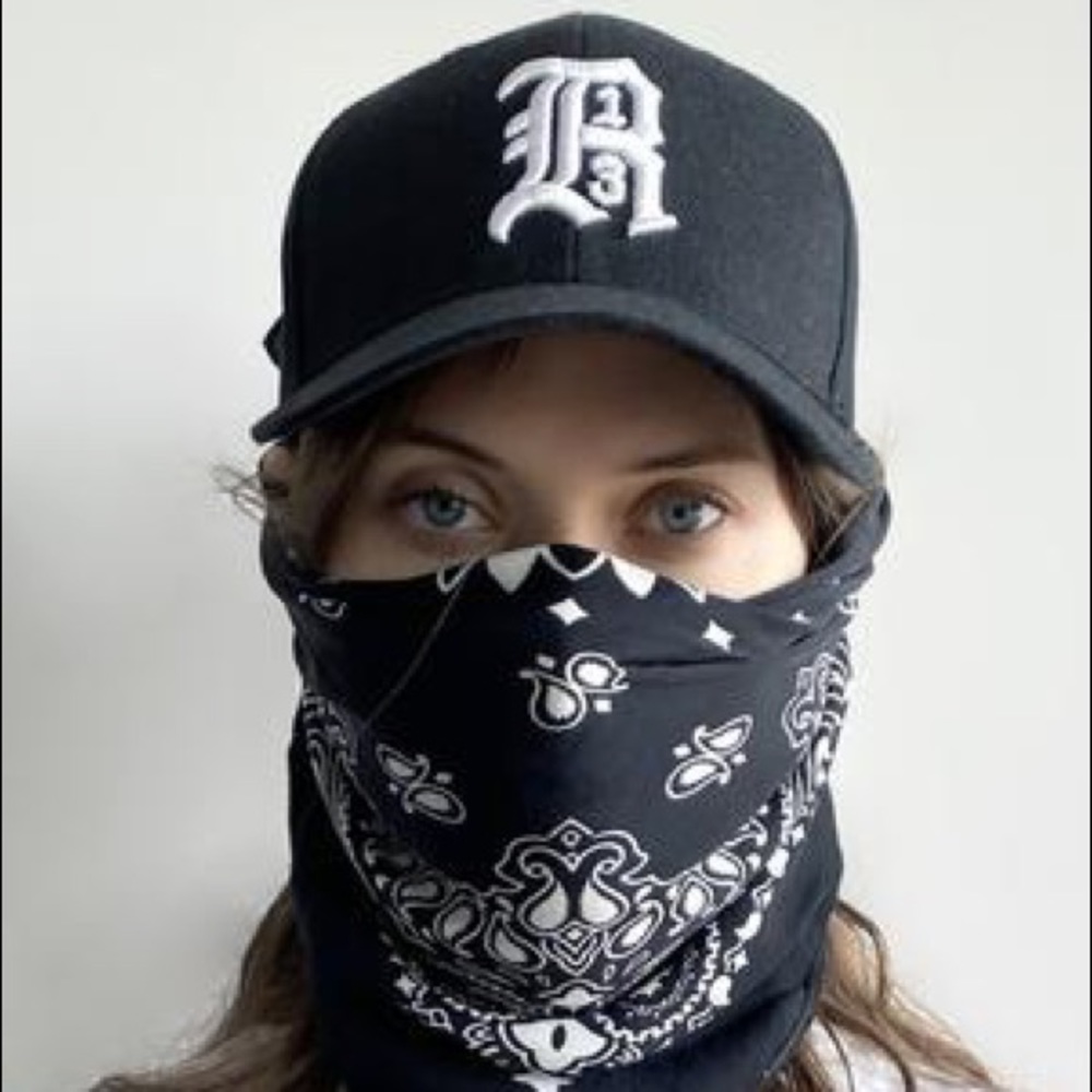 R13 Logo cap and silk scarf.